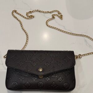 Monogram Black Crossbody with Gold Chain